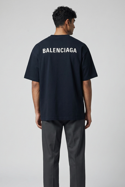 Balnciaga Classic Embroidery Logo T-Shirt - Medium