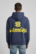 BALNCIAGA YELLOW TAPE HOODIE blue