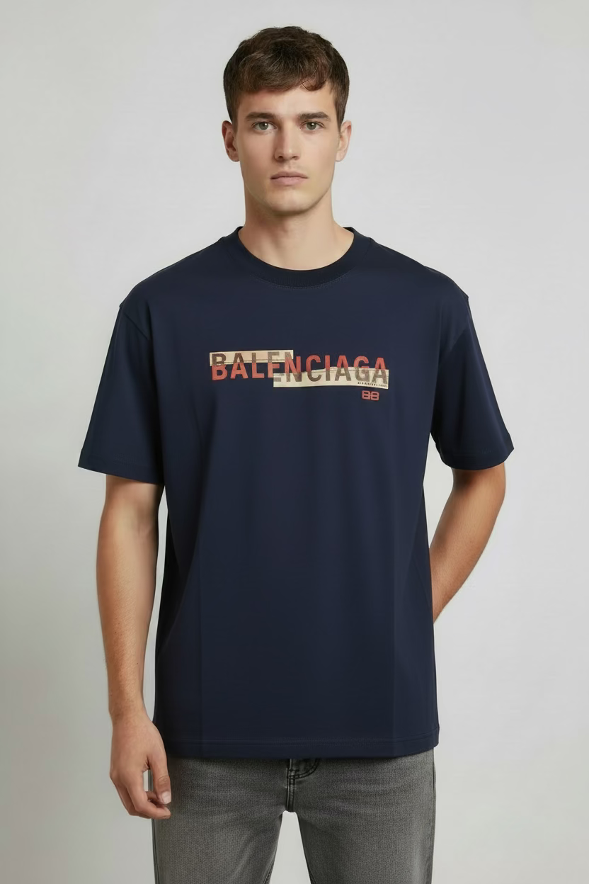 BALNCIAGA REVEAL LOGO T shirt Navy Blue