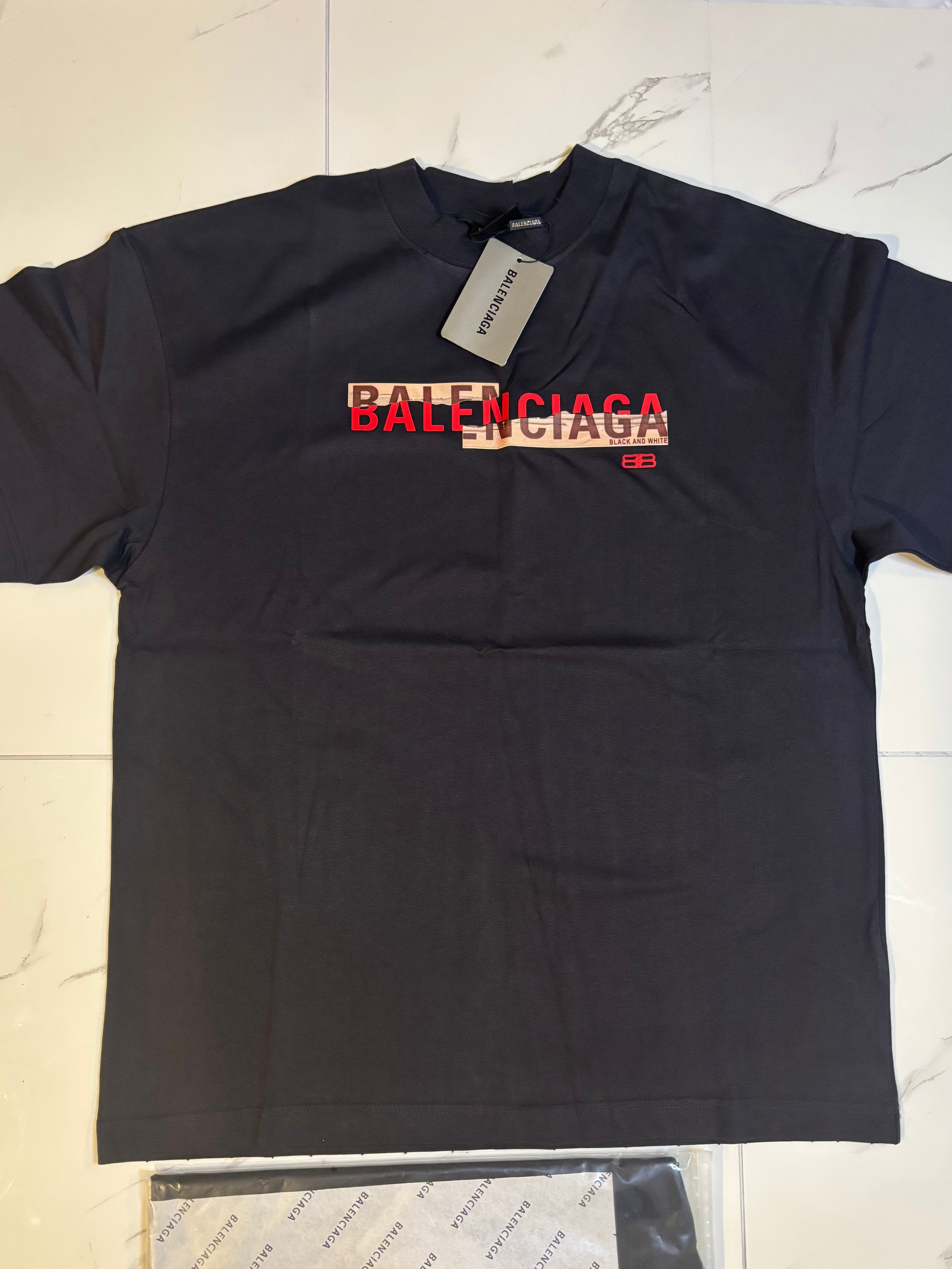 BALNCIAGA REVEAL LOGO T shirt Navy Blue