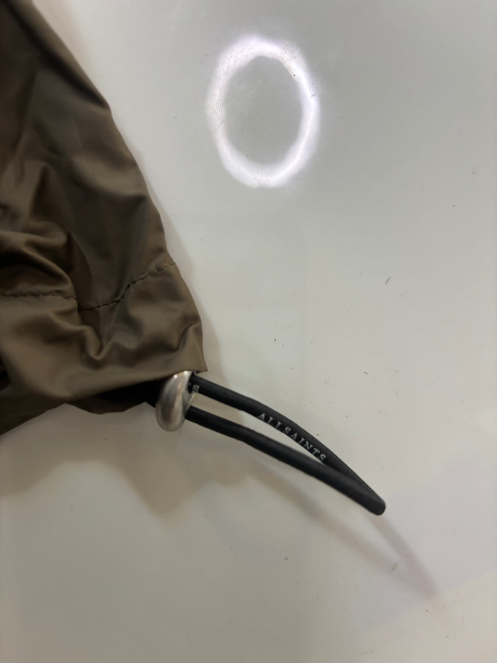(PRE LOVED) All Saints underground long rain coat khaki medium